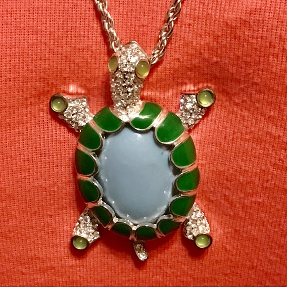 Chico's Jewelry - Blue & green turtle necklace w/ rhinestones